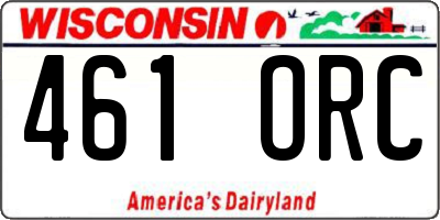 WI license plate 461ORC