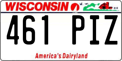 WI license plate 461PIZ