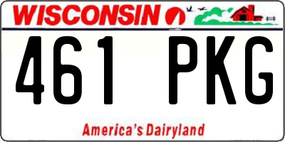 WI license plate 461PKG