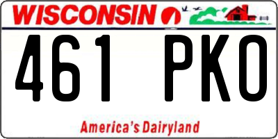 WI license plate 461PKO