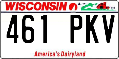 WI license plate 461PKV