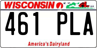 WI license plate 461PLA