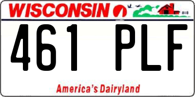 WI license plate 461PLF
