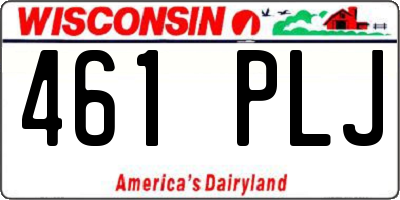 WI license plate 461PLJ