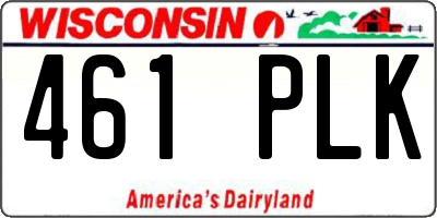WI license plate 461PLK