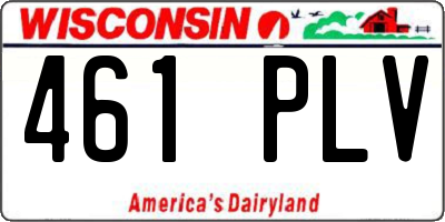 WI license plate 461PLV
