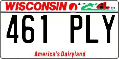 WI license plate 461PLY