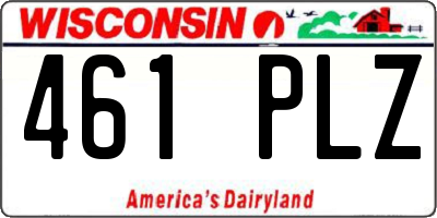 WI license plate 461PLZ