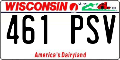 WI license plate 461PSV