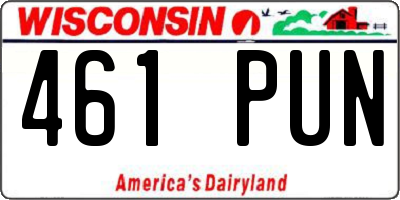 WI license plate 461PUN