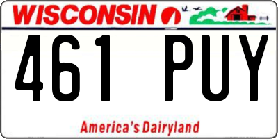 WI license plate 461PUY