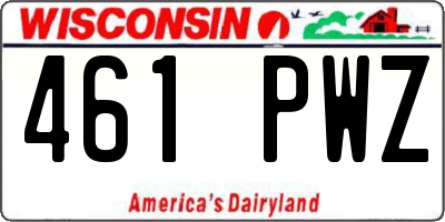 WI license plate 461PWZ