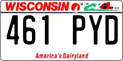 WI license plate 461PYD