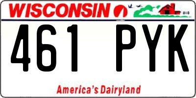 WI license plate 461PYK
