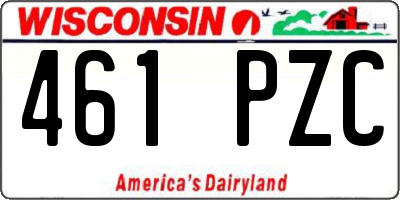 WI license plate 461PZC