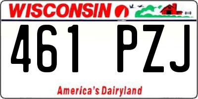 WI license plate 461PZJ
