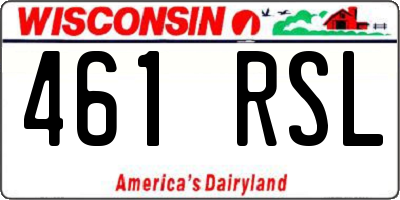 WI license plate 461RSL