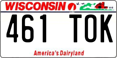 WI license plate 461TOK
