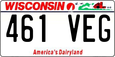 WI license plate 461VEG
