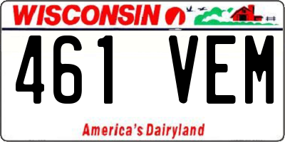 WI license plate 461VEM