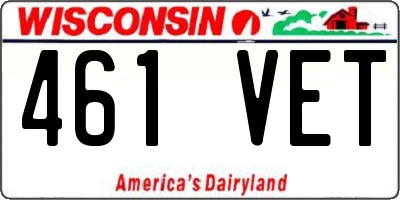 WI license plate 461VET