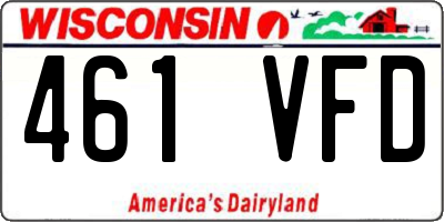 WI license plate 461VFD