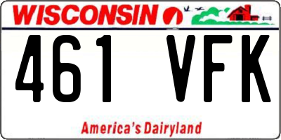 WI license plate 461VFK