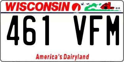 WI license plate 461VFM