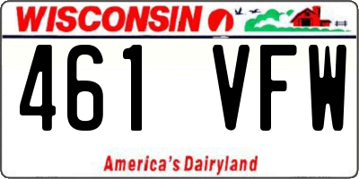 WI license plate 461VFW