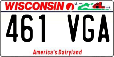 WI license plate 461VGA