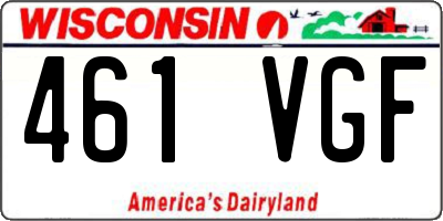 WI license plate 461VGF
