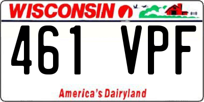 WI license plate 461VPF