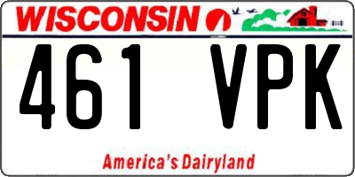 WI license plate 461VPK