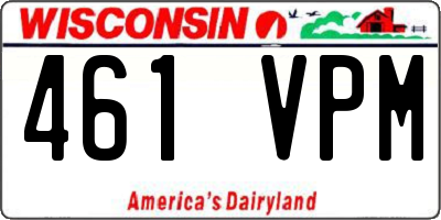 WI license plate 461VPM