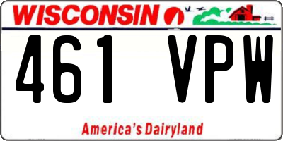 WI license plate 461VPW