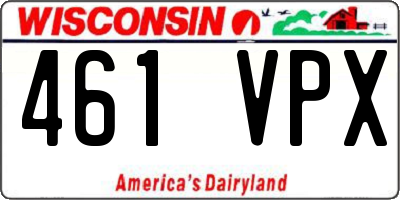 WI license plate 461VPX