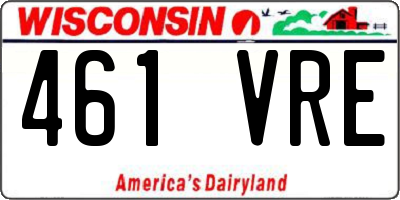 WI license plate 461VRE