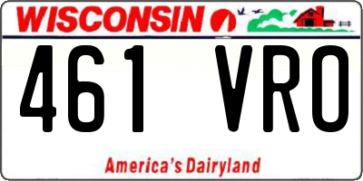 WI license plate 461VRO