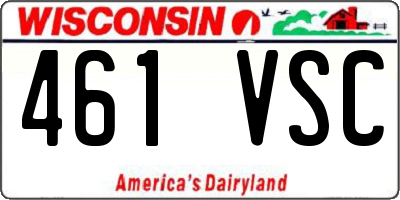 WI license plate 461VSC