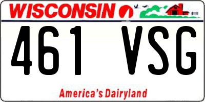 WI license plate 461VSG
