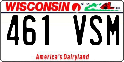 WI license plate 461VSM