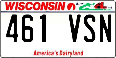 WI license plate 461VSN