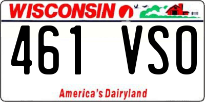 WI license plate 461VSO