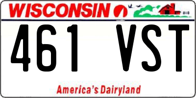WI license plate 461VST