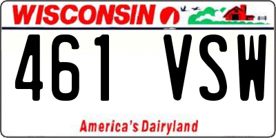 WI license plate 461VSW