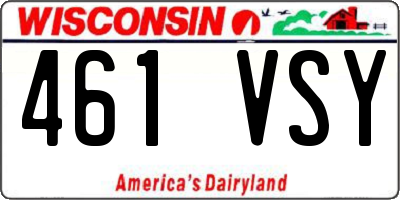 WI license plate 461VSY