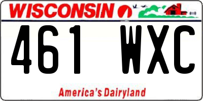 WI license plate 461WXC