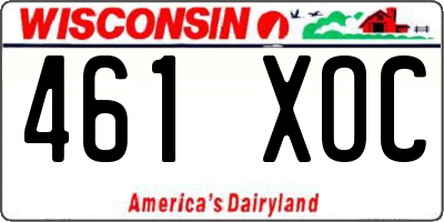 WI license plate 461XOC