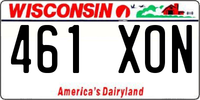 WI license plate 461XON