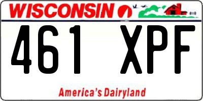 WI license plate 461XPF